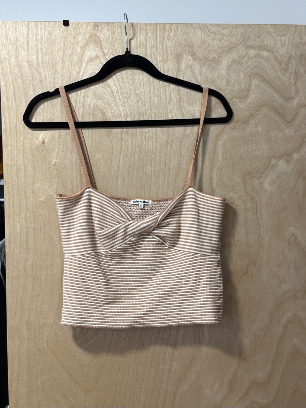 Reformation Peach-Stripe Twist Front Crop Tank